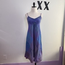 Vintage Y2K Gap Purple Diamond Plaid Babydoll Sun Dress Indie Grunge Hippie S