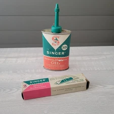 Vintage Singer Sewing Machine Motor Oil and Lubricant Made In USA Advertising