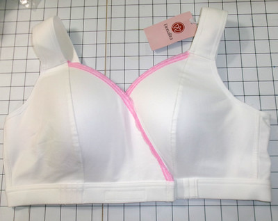 Fiona Bra Seniors White Front Wrap Bra Size 2XL Comfortable + Convenient # CR