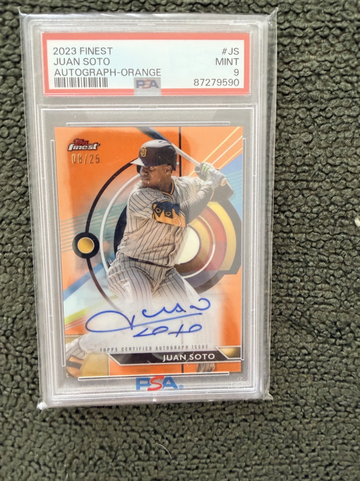 Juan Soto 2023 Finest Orange PSA 9 /25 view 1