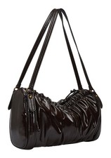 LIEBESKIND BERLIN Faye Shiny Satchel M Schultertasche Tasche Deep Soil
