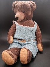 Antique 15  Brown Mohair Growler Teddy Bear Glass Eyes, Felt Pads, Sewn Nose