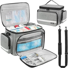 Bag,First Aid Bag Empty,Home Health Nurse Bag with Detachable Divider, Supplies 
