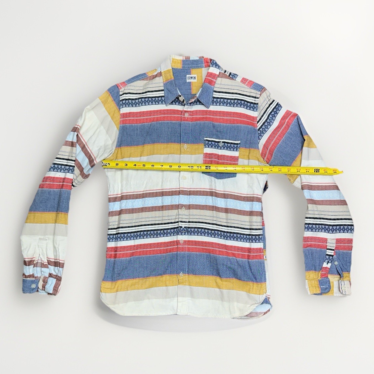 EDWIN Patchwork Long Sleeve Button Down Shirt Men… - image 13