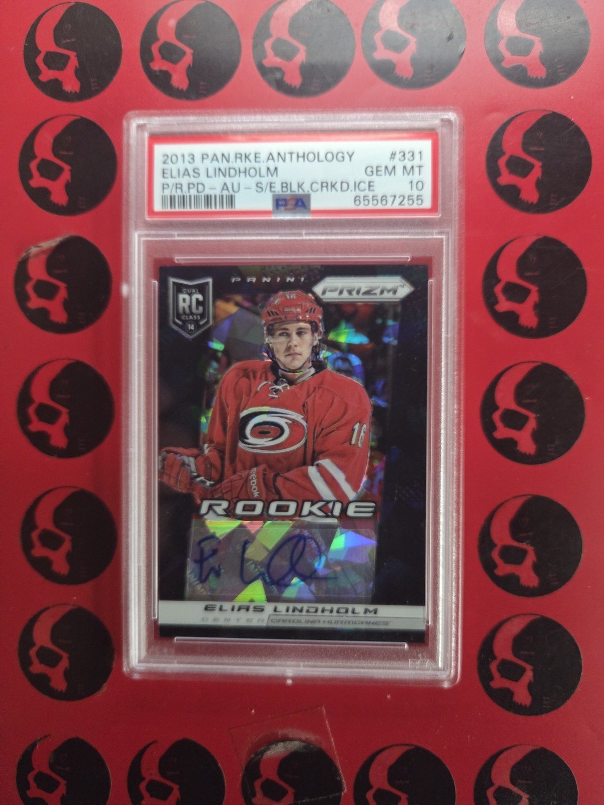2013-14 Elias Lindholm Panini Prizm Dual Class Rookie Auto PSA 10 #331 Carolina