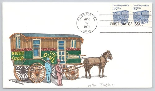 US #2464 28c Lunch Wagon Hand Painted Robert D'SPAIN FDC Numbered 14/50 1991