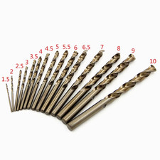 15Pc M35 Cobalt Contain Roasted Yellow Straight Shank Twist Drill1.5-10Mm High S