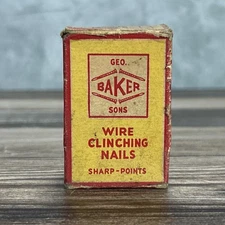 Antique George Baker & Sons Wire Clinching Nails Advertising Box Cobbler Tools
