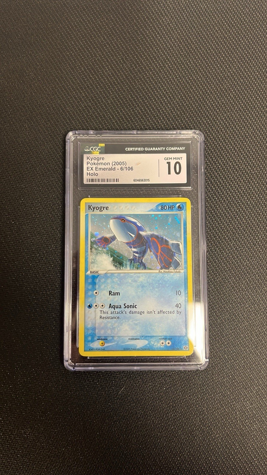CGC 10 GEM MINT Kyogre 2005 EX Emerald 6/106 Holo SWIRL Pokemon Card
