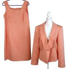 John Meyer Pastel Orange Peach Dress Suit Set Womens Plus 16 Corporate Business