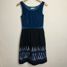 Vintage Anna Sui Velvet Embroidered Tapestry Sleeveless Dress Silk Blend SZ 4