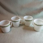 Set 4~Pyrex Crazy Daisy Spring Blossom Vintage 10 oz Coffee Cups/Mugs Milk Glass