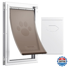 Vevor Pet Door Interior Exterior Aluminum Frame Metal Panel Lock Medium Dogs Whi
