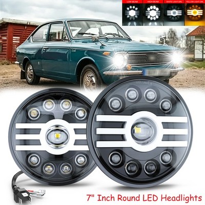 Pair 7inch Round LED Headlights Hi/Lo Beam DRL For Land Rover Defender 90 & 110