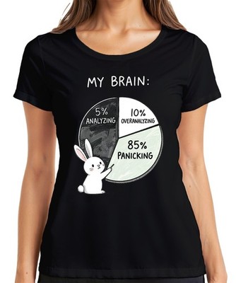 My Brain 85% Panicking Cute Bunny Anxiety Funny Gift Damen T-Shirt
