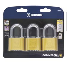 Brinks 2 In Combination Padlock 1 1/2 Inch Shackle  3 Pack Commercial Grade 