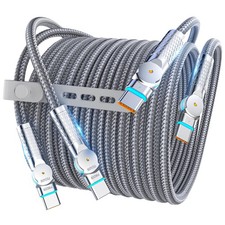 USB C to C Cable10ft,240W 2-Pack Braided 180 Rotating Type C 10FT, Grey