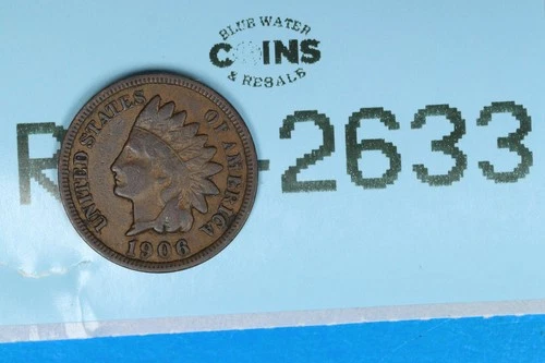 1906 1C INDIAN HEAD CENT PENNY EARLY US TYPE COIN RAW-2633