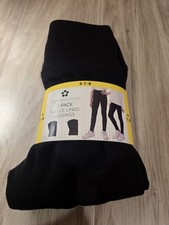 Tuff Athletics youth girls 2 pack Fleece lined Leggings Small 7/8 Black