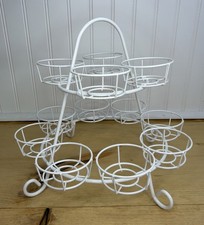 Two Tiered - 12 Cupcake Muffin Dessert Holder Stand Display White Metal