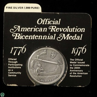 24g 0.999 Fine Silver Medal Minnesota American Revolution Bicentennial Medal