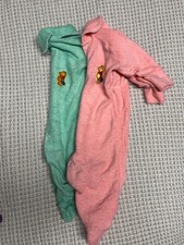 Vintage Winnie The Pooh Newborn Footed Sleeper Yellow Terry Cloth, lot of 2