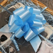 Large Light Blue Ribbon Pull Bows - 9" Wide, Set of 2 , Gift Basket, Etc...,