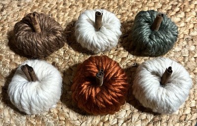 Set Of 6 Variety Handmade Crafted Decorative Small Pumpkins Fall Theme Decor