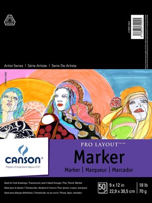 Canson Pro Layout Marker Pad 9x12 Inch 50 Sheets Semi Translucent Paper
