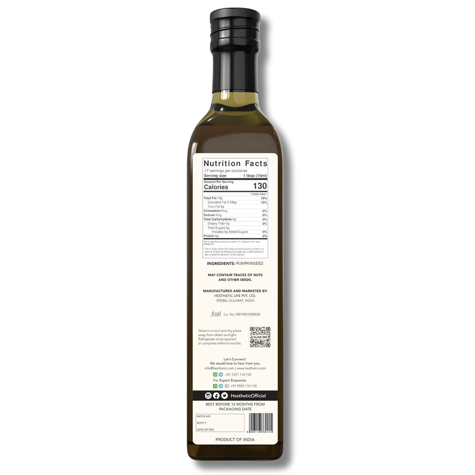 Hesthetic Pumpkin Seed Virgin Cold Pressed Oil 250ml - Image 2 of 4
