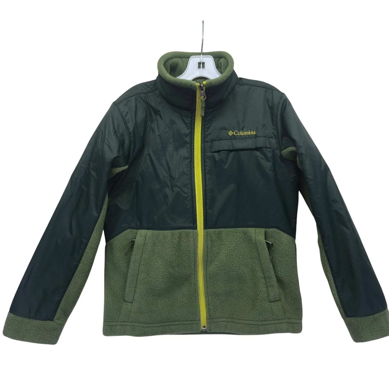 Columbia Fleece Lined Jacket Boys Size 8 Small Green Yellow Zip Up Outdoor
Opens in a new window or