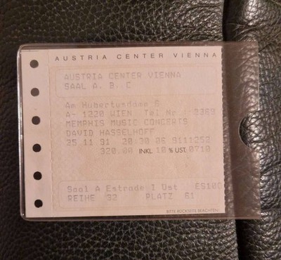 David Hasselhoff Eintrittskarte / Ticket 25.11.1991 - Austria Center Vienna Wien