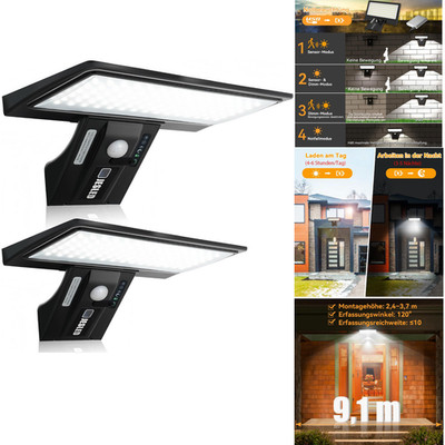 Solarwandleuchte mit Bewegungsmelder 90 LED 4 Modi Wetterfest