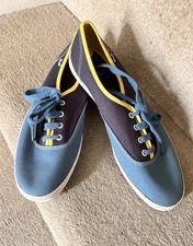 Keds Colourblock Canvas Trainers Size 7 Blue Yellow Casual Lace Up Shoes VGC