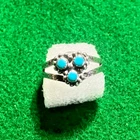 Vtg. Navajo Sterling Silver Turquoise Ring Petite Handmade Split Shank US 7? 3gr