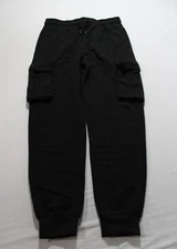 Blue Ice Men's Heavyweight Fleece-Lined Cargo Jogger Sweatpants AP2 Black SizeXL