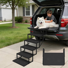 Dog Steps for Car, Truck and SUV - Foldable Pet Stairs for Large Dogs with Non-S
