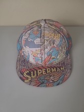 Vintage DC Comics Superman AOP Fitted Cap Hat Kids Size 10