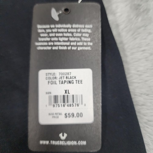 Camisa True Religion Para Hombres XL Jet Negra Lámina Cinta Camiseta Logo Dorado Nuevas Etiquetas Algodón - Imagen 4 de 11
