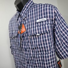 Habit Vented Fishing Shirt Plaid Kona Beach Short Sleeve UPF 40 Mens Large NEW