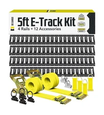 DC Cargo Mall Indoor E Track Tie-Down Rail Kit, 16PCS 5FT E-Tracks Set Includ...