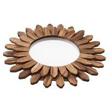 Rustic Wooden Sunburst Wall Mirror