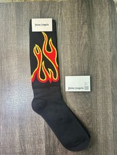 Palm Angels Flame Crew Socks L/XL Black/Red/Y...
