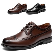 Men's Dress Shoes Low Heel Round Toe Lace Up Oxford Brogue Wingtip