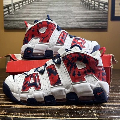 Nike Air More Uptempo Red Navy Camo for Sale | Authenticity