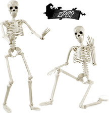 2PCS 36'' Halloween Full Body Posable Skeletons Outdoor Decoration 3FT Realist