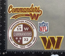 SET OF 4 WASHINGTON COMMANDERS REDSKINS IRON ON EMBROIDERED PATCH