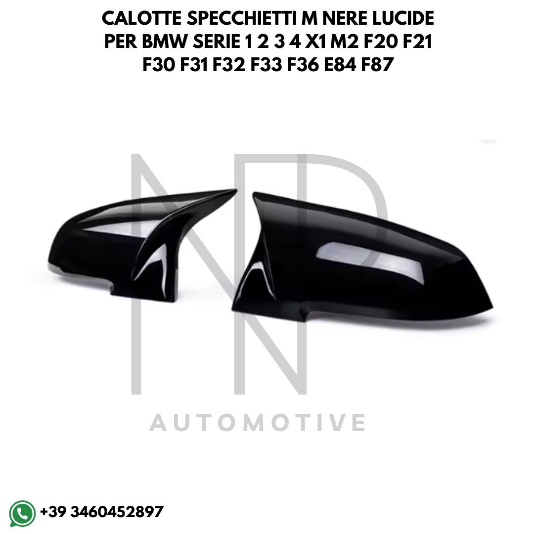 1 Paio Coprispecchietti Laterali In ABS Compatibili Con BMW Serie 1 2 3 4 E X1 (F20, F30, E84, Ecc.) – Sostitutivi, Colore Nero - 3