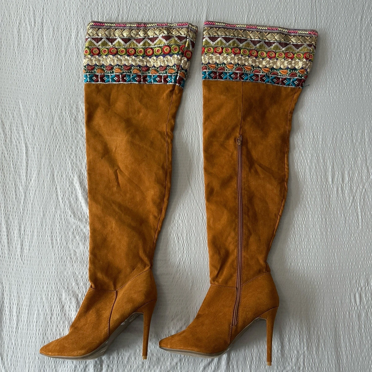Bottines Anne Michelle Marron à Talons - Pointure US 7.5 / EU 38 Environ - Occasion Mais Très Jolies - Style Mi-mollet
