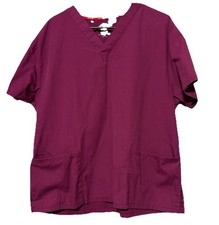 Dickies Scrub Top Wine Purple Short Sleeve Sz Large